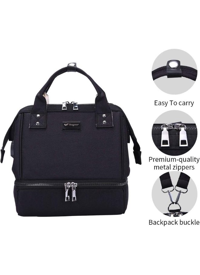GOGOSO Mini Breast Pump Bag - Black Breast Pump Backpack with USB Charger Port and Cooler Pocket