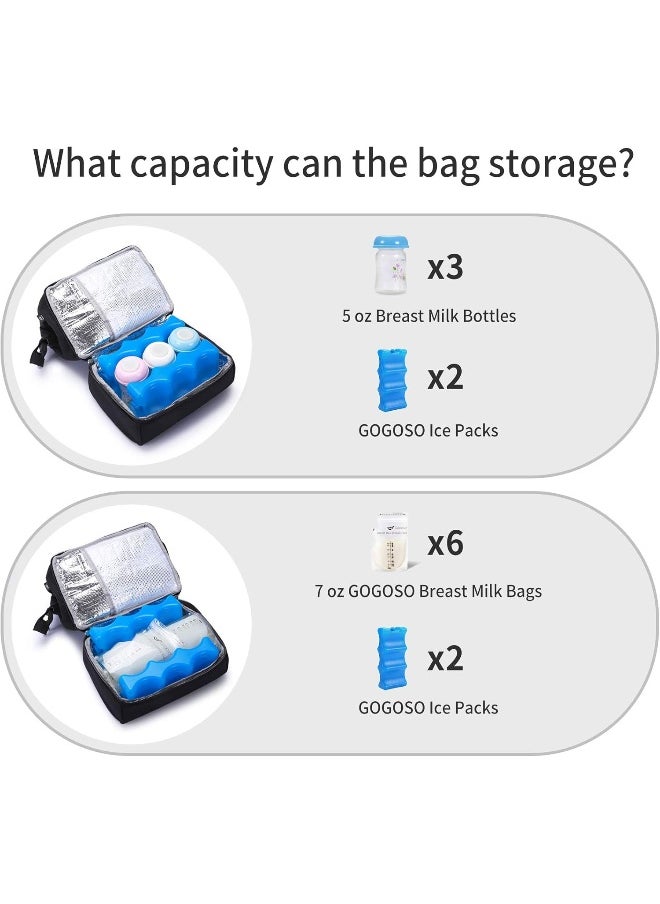 GOGOSO Mini Breast Pump Bag - Black Breast Pump Backpack with USB Charger Port and Cooler Pocket