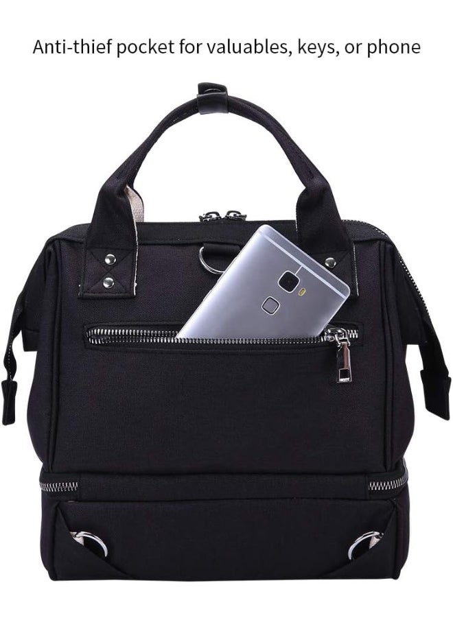 GOGOSO Mini Breast Pump Bag - Black Breast Pump Backpack with USB Charger Port and Cooler Pocket