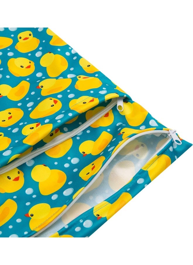 ALVABABY 2pcs Cloth Diaper Wet Dry Bags Waterproof Reusable with Two Zippered Pockets Travel Beach Pool Daycare Soiled Baby Items Yoga Gym Bag for Swimsuits or Wet Clothes