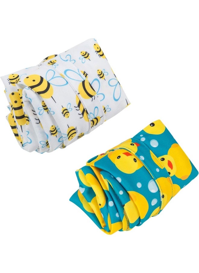 ALVABABY 2pcs Cloth Diaper Wet Dry Bags Waterproof Reusable with Two Zippered Pockets Travel Beach Pool Daycare Soiled Baby Items Yoga Gym Bag for Swimsuits or Wet Clothes