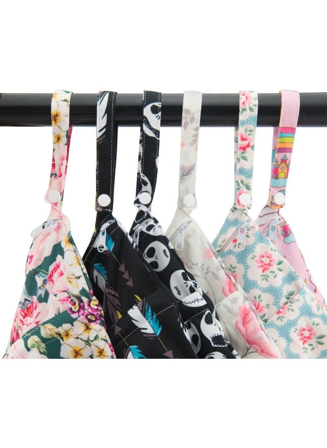 ALVABABY 2pcs Cloth Diaper Wet Dry Bags Waterproof Reusable with Two Zippered Pockets Travel Beach Pool Daycare Soiled Baby Items Yoga Gym Bag for Swimsuits or Wet Clothes