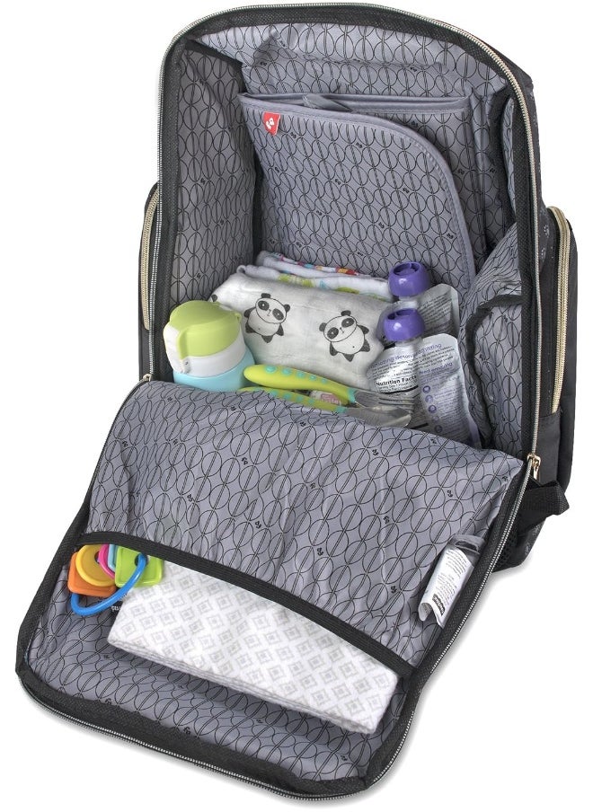 Fisher-Price Fastfinder Gemma Diaper Bag Backpack with Portable Changing Pad, Stroller Straps