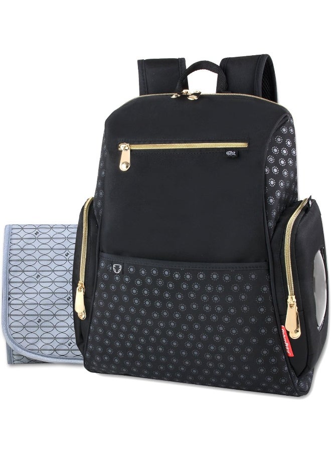 Fisher-Price Fastfinder Gemma Diaper Bag Backpack with Portable Changing Pad, Stroller Straps