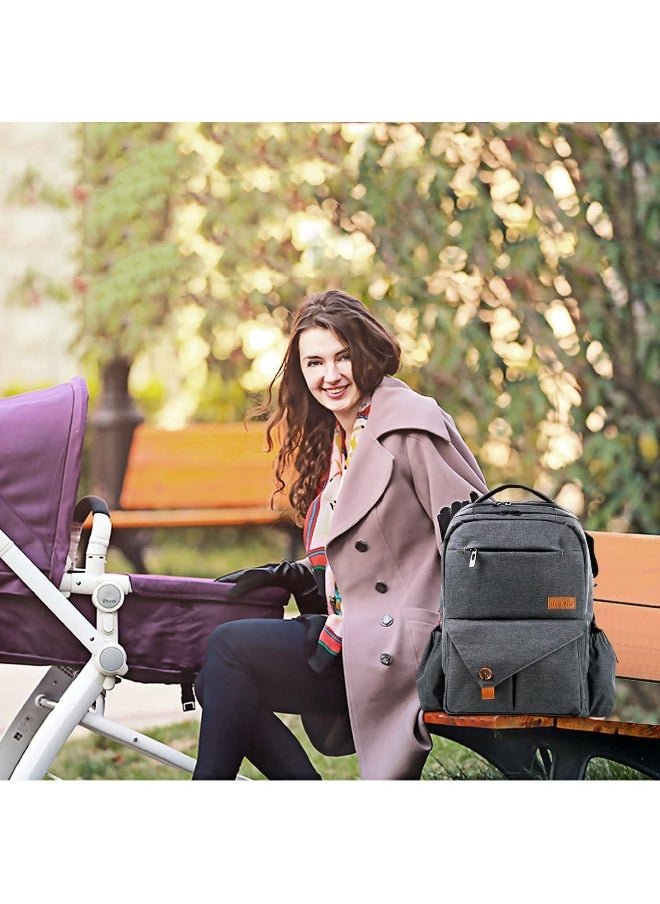 Hap Tim Multi-function Large Baby Diaper Bag Backpack W/Stroller Straps-Insulated Pockets-Changing Pad, Stylish & Durable with Anti-Water Material