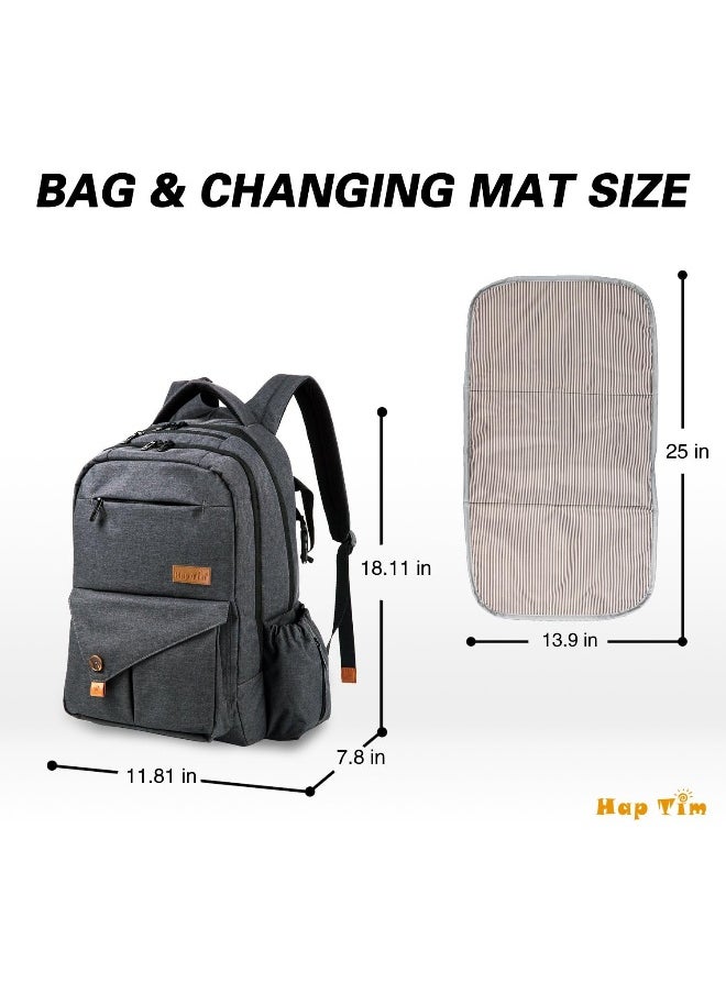 Hap Tim Multi-function Large Baby Diaper Bag Backpack W/Stroller Straps-Insulated Pockets-Changing Pad, Stylish & Durable with Anti-Water Material