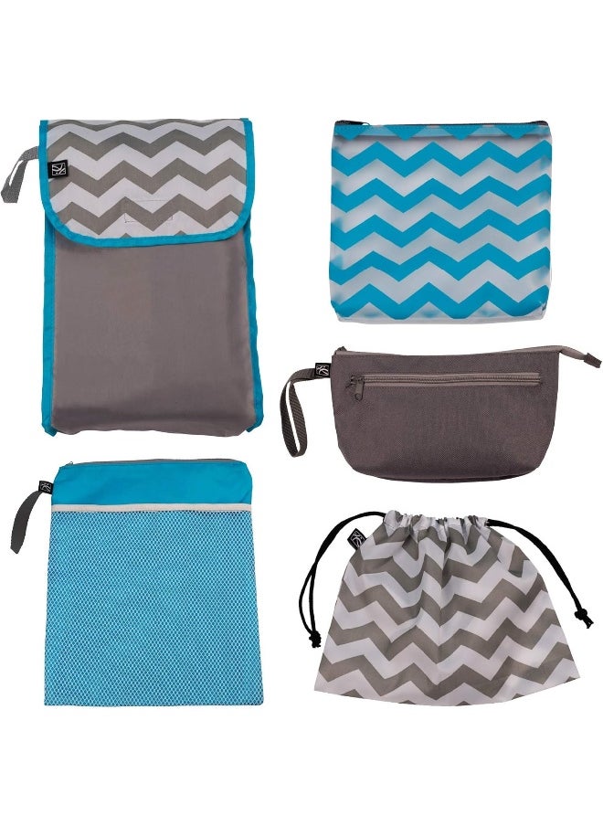J.L. Childress Diaper Bag Organizer 5 Piece Set Large 2004Gy-Chv