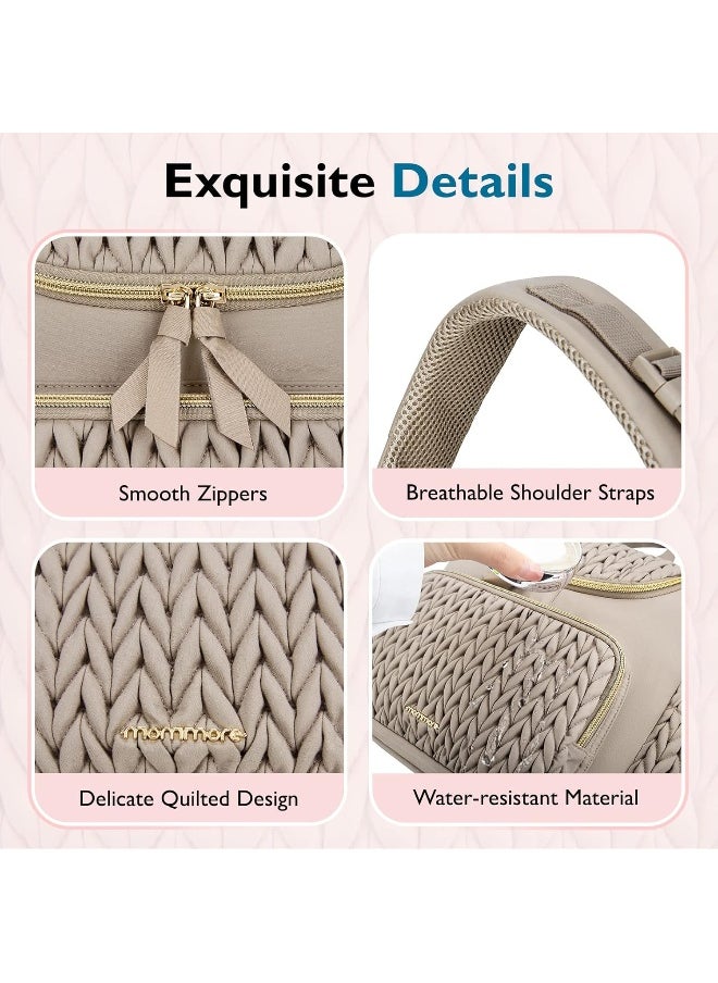 mommore Diaper Bag Small Diaper Backpack Stylish Baby Travel Backpacks with Insulated Pockets, Changing Pad, Stroller Straps