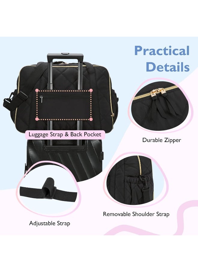 mommore Diaper Bag Tote Large Expandable Baby Travel Tote for 2 Kids Twins, Quilted Hospital Bag for Mom, Weekender
