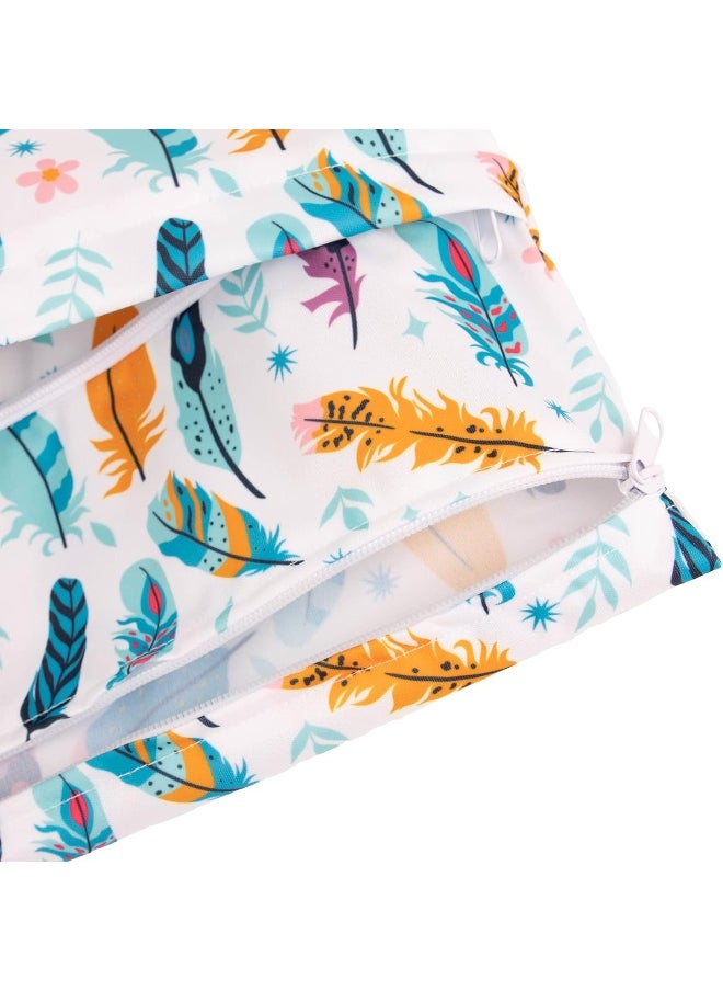 Babygoal Wet Dry Bags for Baby Cloth Diapers, Washable Travel Bags, Beach, Pool, Gym Bag for Swimsuits & Wet Clothes with Two Zippered Pockets 3 Pack, 3LN21