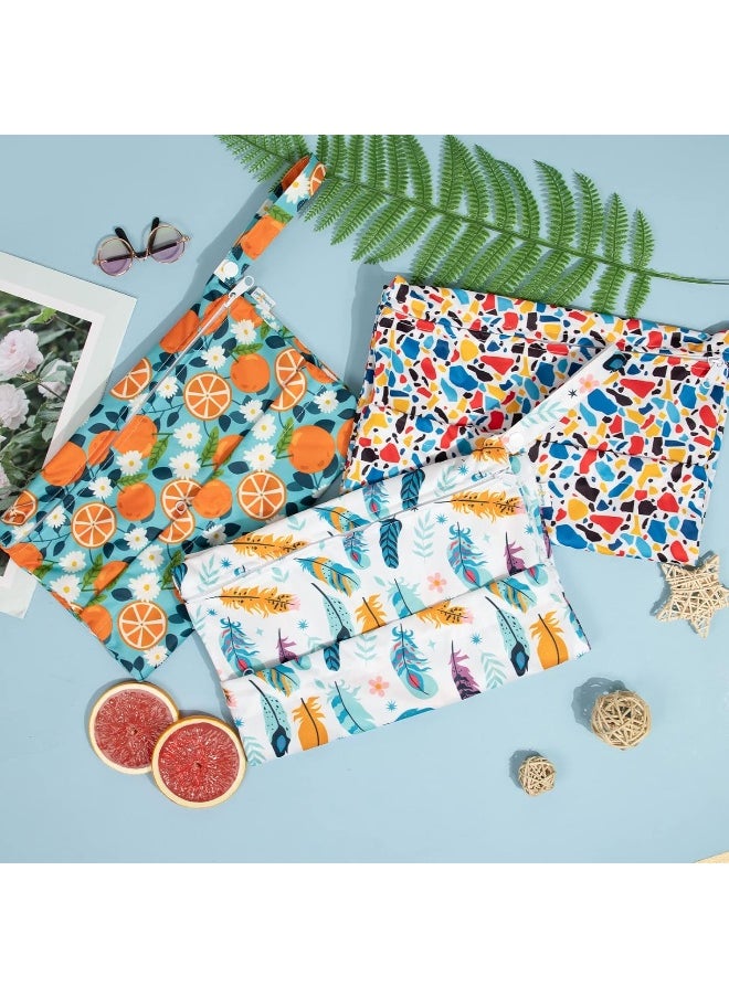 Babygoal Wet Dry Bags for Baby Cloth Diapers, Washable Travel Bags, Beach, Pool, Gym Bag for Swimsuits & Wet Clothes with Two Zippered Pockets 3 Pack, 3LN21