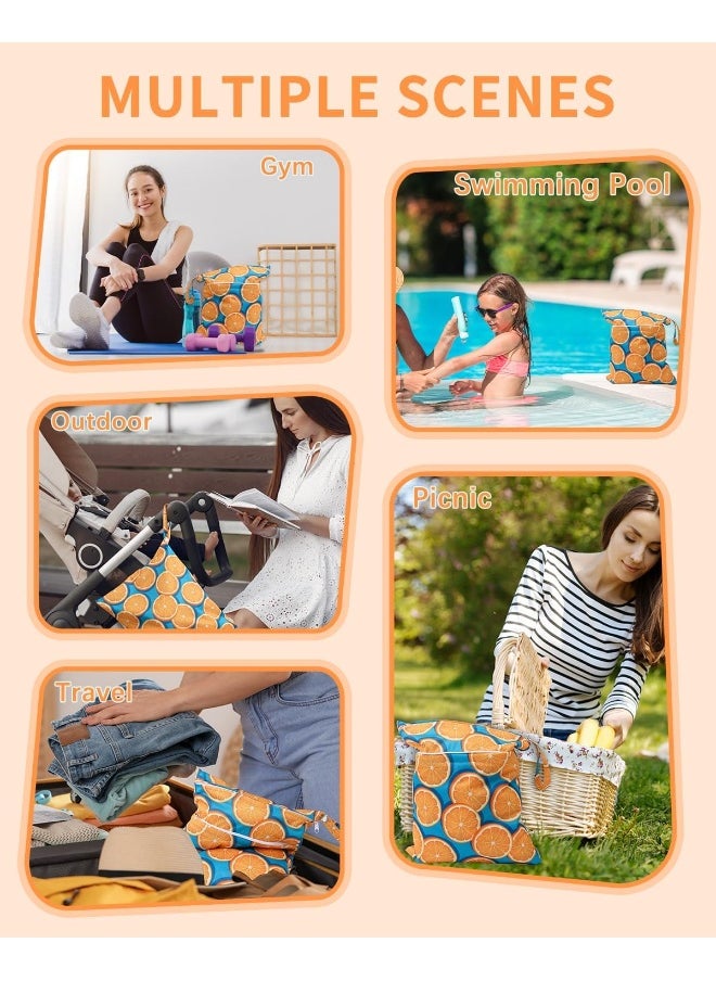 Babygoal Wet Dry Bags for Baby Cloth Diapers, Washable Travel Bags, Beach, Pool, Gym Bag for Swimsuits & Wet Clothes with Two Zippered Pockets 3 Pack