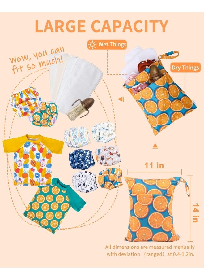 Babygoal Wet Dry Bags for Baby Cloth Diapers, Washable Travel Bags, Beach, Pool, Gym Bag for Swimsuits & Wet Clothes with Two Zippered Pockets 3 Pack