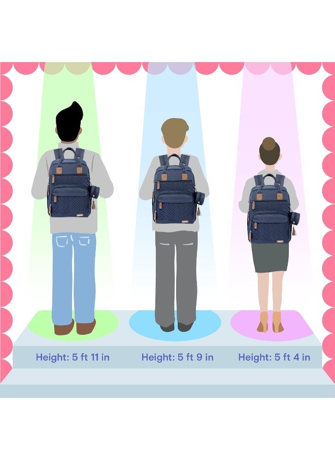 iniuniu Diaper Bag Backpack, 4 in 1 kit Large Unisex Baby Bags for Boys Girls, Waterproof Travel Back Pack with Diaper Pouch, Washable Changing Pad, Pacifier Case and Stroller Straps, Navy Blue