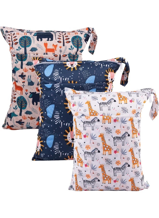 Babygoal Wet Dry Bags for Baby Cloth Diapers, Washable Travel Bags, Beach, Pool, Gym Bag for Swimsuits & Wet Clothes with Two Zippered Pockets
