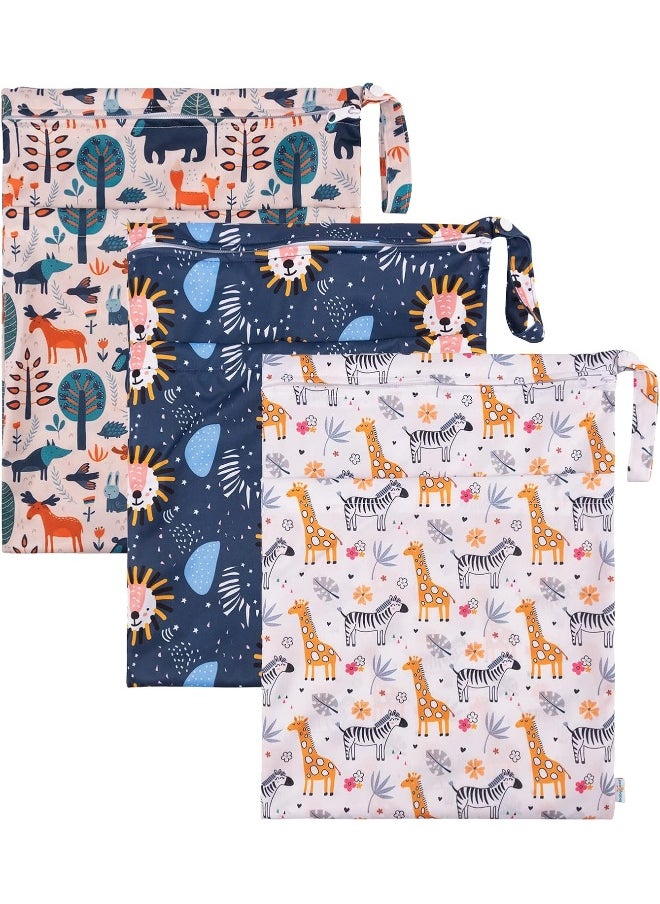 Babygoal Wet Dry Bags for Baby Cloth Diapers, Washable Travel Bags, Beach, Pool, Gym Bag for Swimsuits & Wet Clothes with Two Zippered Pockets