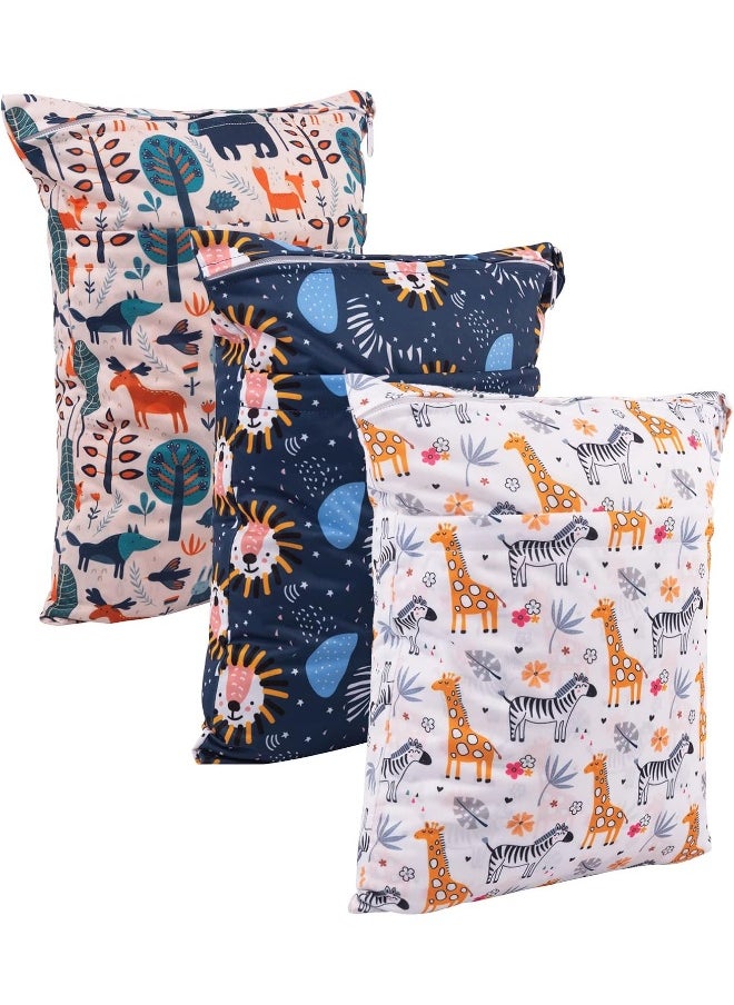 Babygoal Wet Dry Bags for Baby Cloth Diapers, Washable Travel Bags, Beach, Pool, Gym Bag for Swimsuits & Wet Clothes with Two Zippered Pockets