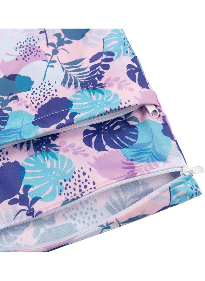 Babygoal Wet Dry Bags for Baby Cloth Diapers, Washable Travel Bags, Beach, Pool, Gym Bag for Swimsuits & Wet Clothes with Two Zippered Pockets 3 Pack