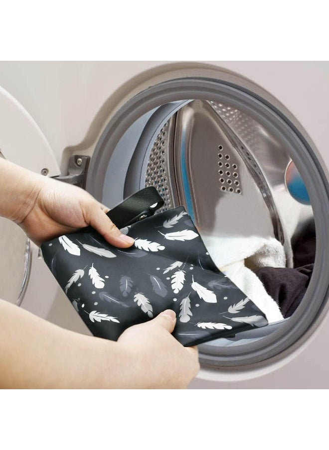 2 Pcs Waterproof Reusable Wet Dry Bag for Diaper Baby Cloth Gym Clothes Washable Travel Bags for Beach Pool Swimsuits Pockets with Two Zippered Dirty Diapers Stroller Yoga Toiletries Daycare Organizer
