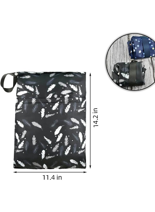 2 Pcs Waterproof Reusable Wet Dry Bag for Diaper Baby Cloth Gym Clothes Washable Travel Bags for Beach Pool Swimsuits Pockets with Two Zippered Dirty Diapers Stroller Yoga Toiletries Daycare Organizer