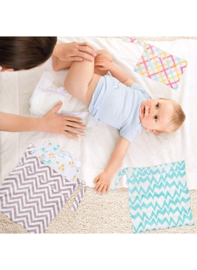 R HORSE 5Pcs Cloth Diaper Wet Dry Bags Waterproof Reusable Wet Bag Diaper Baby Cloth Diaper Wet Dry Bags with 2 Zippered Pockets Travel Beach Pool Bag with Stripe Pattern (3 Sizes)