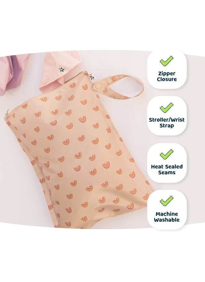 Tiny Twinkle Mess-proof Wet Bags 2 Pack Waterproof and Washable Bag for Travel storage, Stroller, Daycare, Baby Diapers, Yoga, Beach, Pool, Wet Toddler Swimsuits
