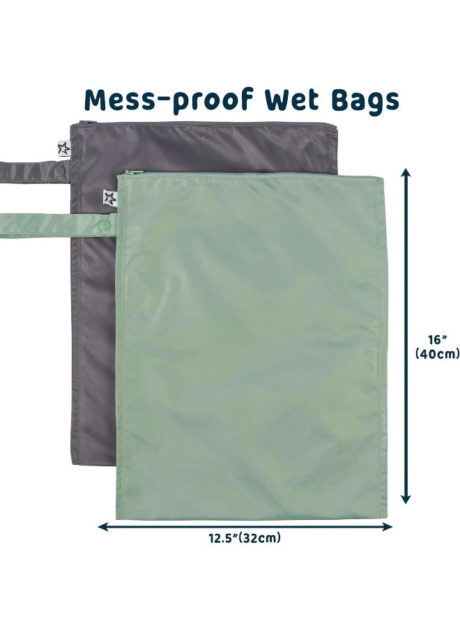 Tiny Twinkle Mess-proof Wet Bags 2 Pack Waterproof and Washable Bag for Travel storage, Stroller, Daycare, Baby Diapers, Yoga, Beach, Pool, Wet Toddler Swimsuits
