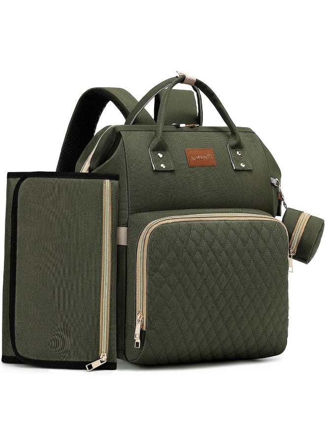 ROSEGIN Diaper Bag Backpack with Changing Pad, Pacifier Case, Baby Bag for Boy Girl Toddler - Large, Stylish, Waterproof Travel Diaper Bag for Mom - Baby Shower - Army Green