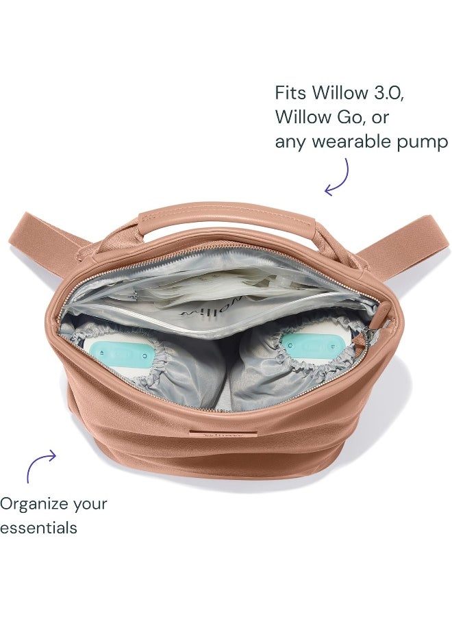 Willow Breast Pump Bag | Convertible and Adjustable Tote for Hands-Free Wearable Breast Pumps | Pump Bag with Cooler and Pockets | Dusty Pink