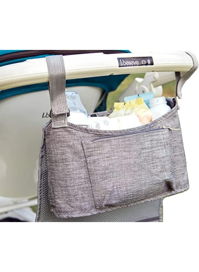 Simple Being Baby Stroller Organizer, Universal Fit Storage Compartments Travel Accessories Bag (Grey)