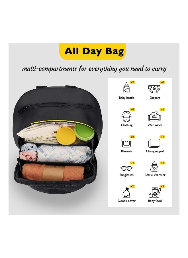 Large Capacity Storage Bag for Doona Infant Car Seat, Versatile Stroller Organizer with Easy Access Zipper, Wearable Backpack for Diapers, Snacks, and Wipes (1 Pack)