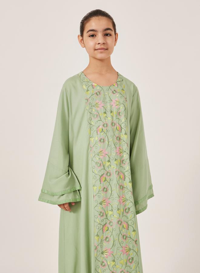 Embroidered Bell Sleeves Maxi Dress