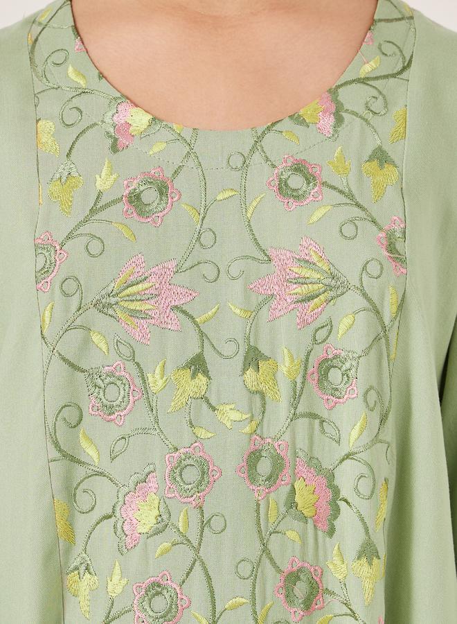 Embroidered Bell Sleeves Maxi Dress