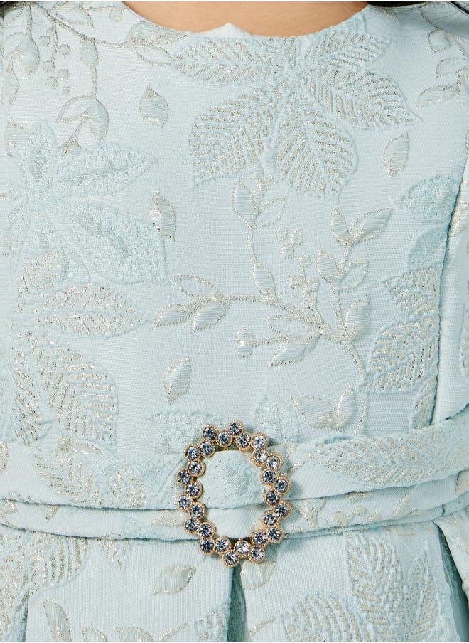 Jacquard Sleeveless Pleated Dress