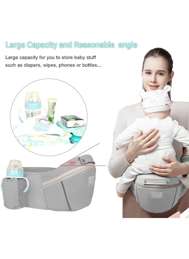 Huifen Baby Carrier with Hip Seat, Multi-Functional 9 in 1 Baby Carrier Newborn to Toddler for All Seasons, Baby Backpack Carrier for Toddler, Infant Newborn (7-45Lb) (Grey - Multifunctional Carrier)