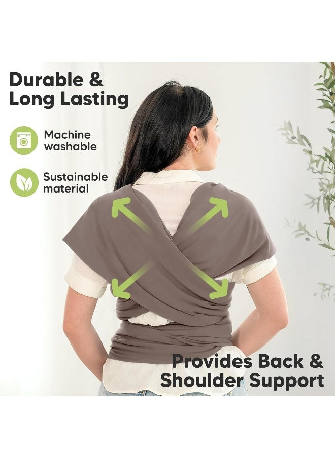 KeaBabies Baby Wrap Carrier - All-in-1 Stretchy Baby Wraps - Copper Grey