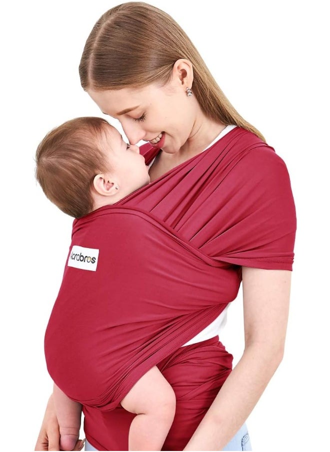 Acrabros Baby Wrap Carrier, Hands Free Baby Carrier, Lightweight, Breathable, Softness, Perfect for Newborn Infants and Babies Shower Gift, Royal Red