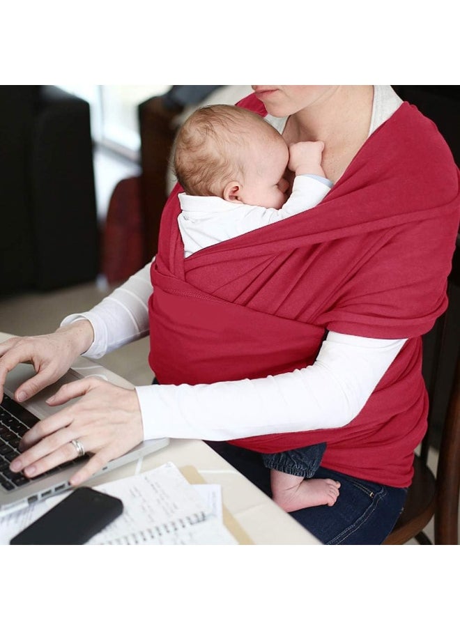Acrabros Baby Wrap Carrier, Hands Free Baby Carrier, Lightweight, Breathable, Softness, Perfect for Newborn Infants and Babies Shower Gift, Royal Red