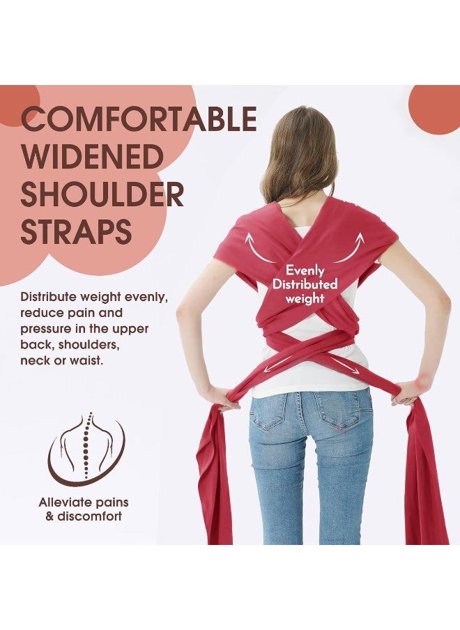 Acrabros Baby Wrap Carrier, Hands Free Baby Carrier, Lightweight, Breathable, Softness, Perfect for Newborn Infants and Babies Shower Gift, Royal Red