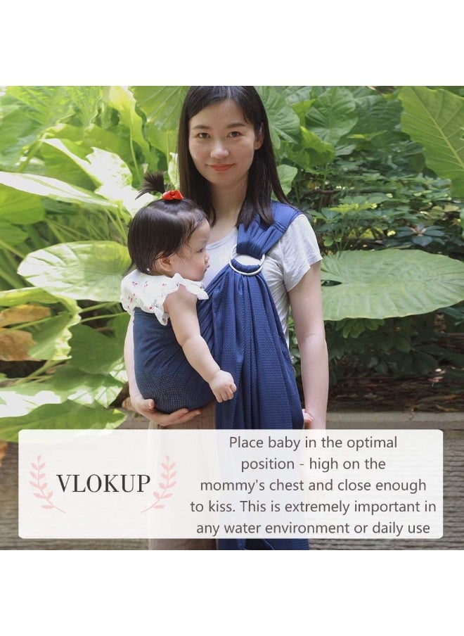 Vlokup Baby Water Ring Sling Carrier | Lightweight Breathable Mesh Baby Wrap for Infant, Newborn, Kids and Toddlers | Perfect for Summer, Swimming, Pool, Beach | Great for Dad Too Blue