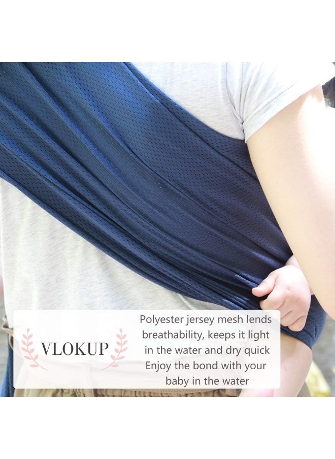 Vlokup Baby Water Ring Sling Carrier | Lightweight Breathable Mesh Baby Wrap for Infant, Newborn, Kids and Toddlers | Perfect for Summer, Swimming, Pool, Beach | Great for Dad Too Blue
