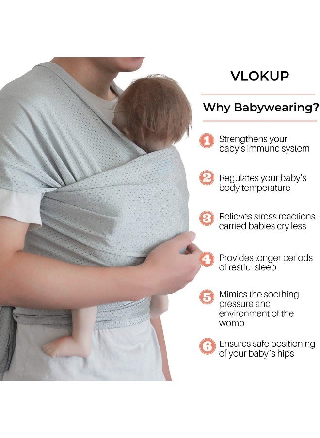 Vlokup Baby Wrap Sling Carrier for Newborn, Infant, Toddler, Kid | Breathable Lightweight Stretch Mesh Water Sling | Nice for Summer, Pool, Beach, Swimming | Perfect Shower Gift Rose