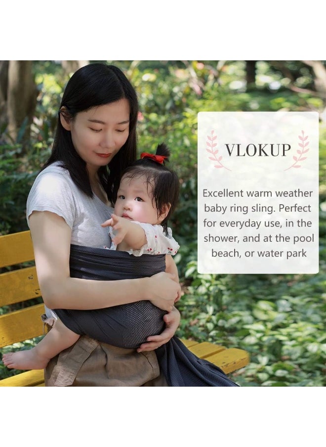 Vlokup Baby Water Ring Sling Carrier | Lightweight Breathable Mesh Baby Wrap for Infant, Newborn, Kids and Toddlers | Perfect for Summer, Swimming, Pool, Beach | Great for Dad too Grey
