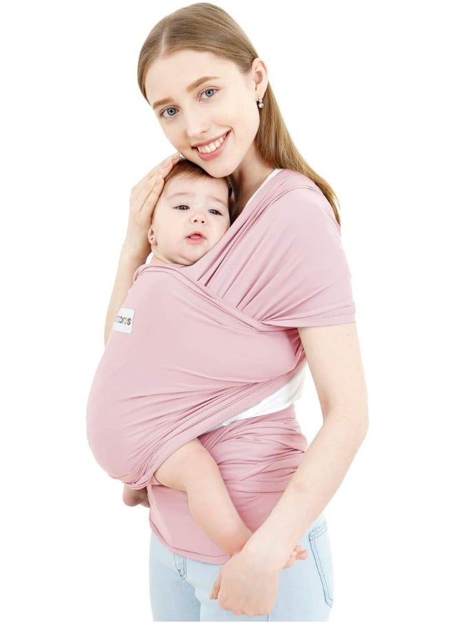 Acrabros Baby Wrap Carrier, Hands Free Baby Carrier Sling, Lightweight, Breathable, Softness, Perfect for Newborn Infants and Babies Shower Gift, Pink