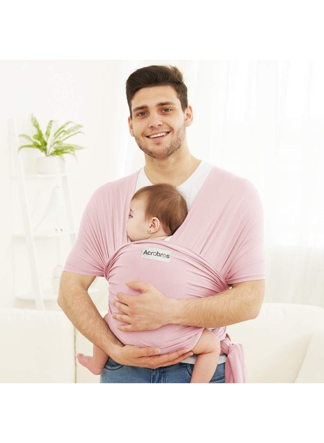 Acrabros Baby Wrap Carrier, Hands Free Baby Carrier Sling, Lightweight, Breathable, Softness, Perfect for Newborn Infants and Babies Shower Gift, Pink