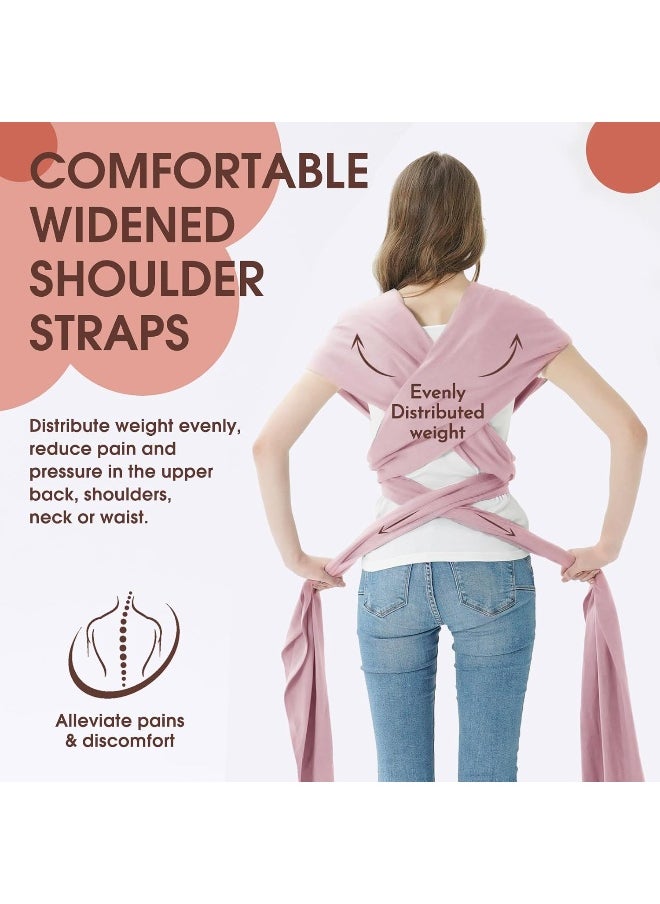 Acrabros Baby Wrap Carrier, Hands Free Baby Carrier Sling, Lightweight, Breathable, Softness, Perfect for Newborn Infants and Babies Shower Gift, Pink