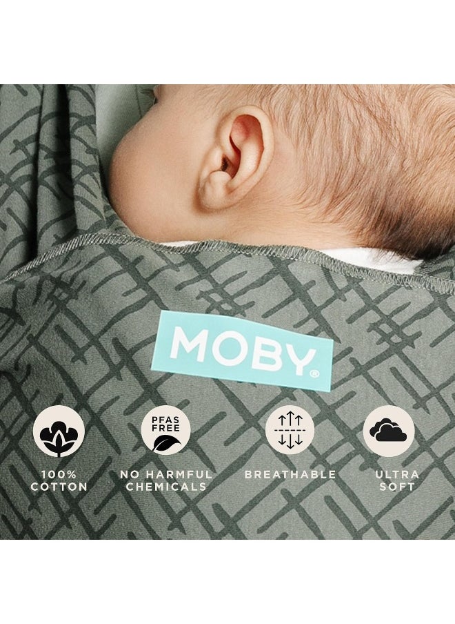 Moby Baby Wrap Carrier Classic for Newborns to Toddlers (8-33lbs), Infant Sling Carrier, Lightweight & Hands Free Design, Adjustable for All Body Types (Olive Etch)
