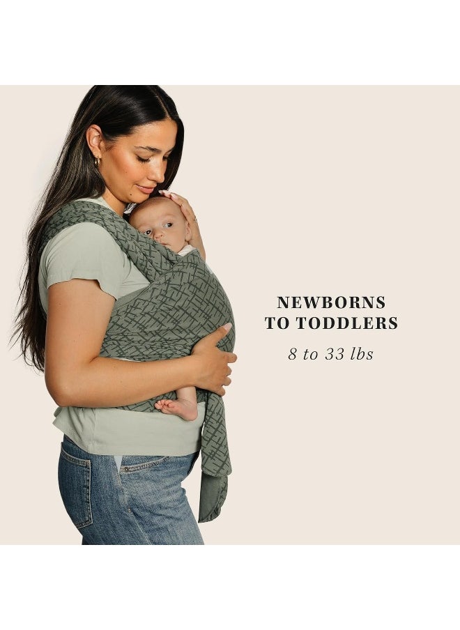 Moby Baby Wrap Carrier Classic for Newborns to Toddlers (8-33lbs), Infant Sling Carrier, Lightweight & Hands Free Design, Adjustable for All Body Types (Olive Etch)