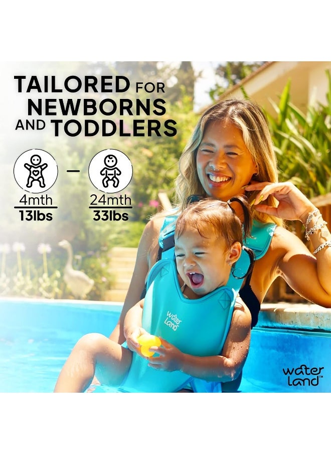 WaterLand Baby Carrier - Innovative Carrier You Can Use Both in Water & Land - Waterproof Infant Chest Holder with Adjustable Straps, Lightweight Toddler Harness for Pool & Beach