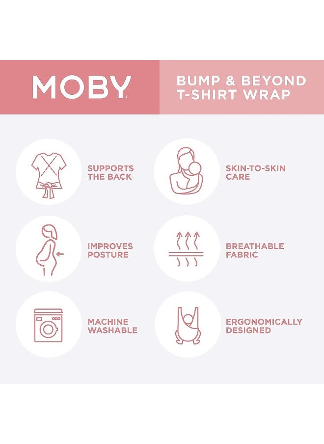 Moby Bump & Beyond T-Shirt Wrap | Ivory – Size 2 (Medium) | Versatile Support Wrap for Pregnant Mothers | Carrier for Newborns | Comfortable & Stylish | Carries Babies up to 19.8lbs (8–12 Months)